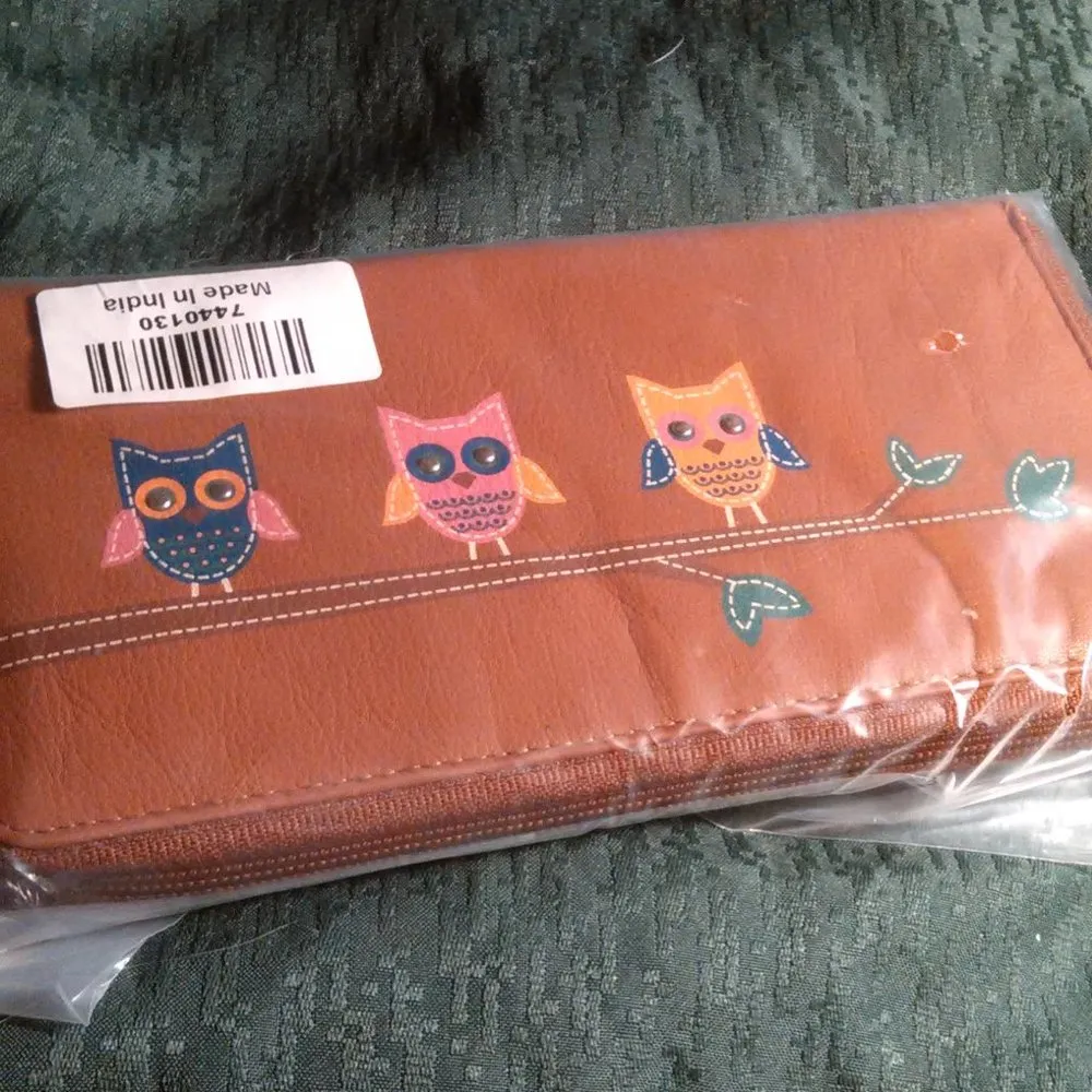 Tan Leather Owl Wallet with RFID Protection - Image 8