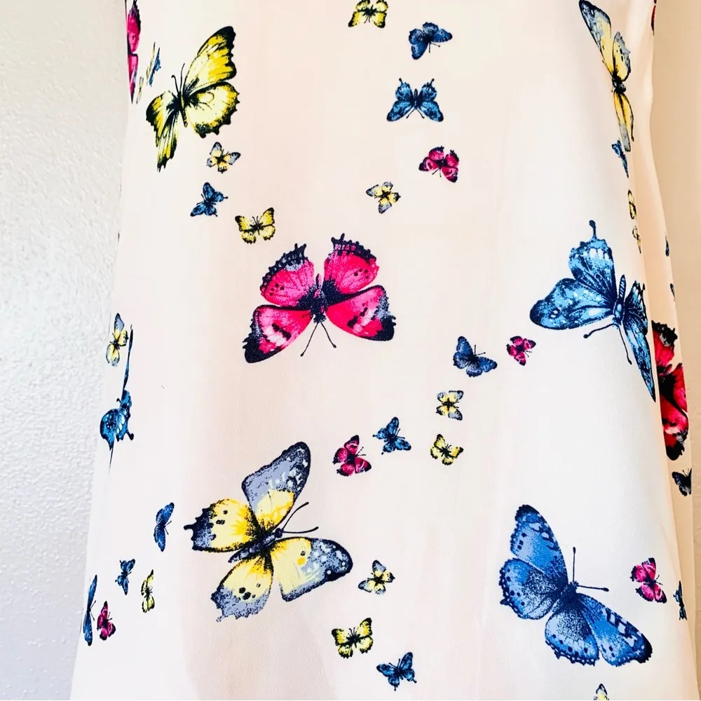 Cato Light Pink Blue & Yellow Butterfly Print Sleeveless Blouse. - Image 2