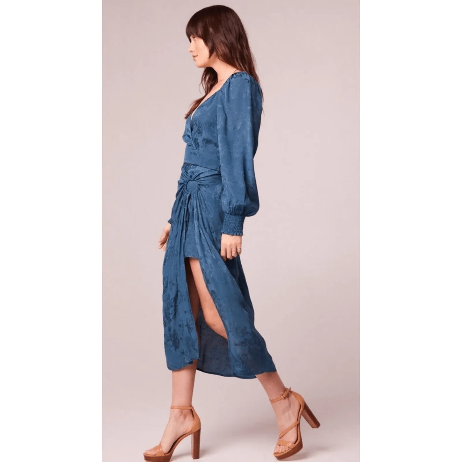 Band of Gypsies, Camille Teal Crop Top with Celene Layered Midi Skirt Small - Image 2