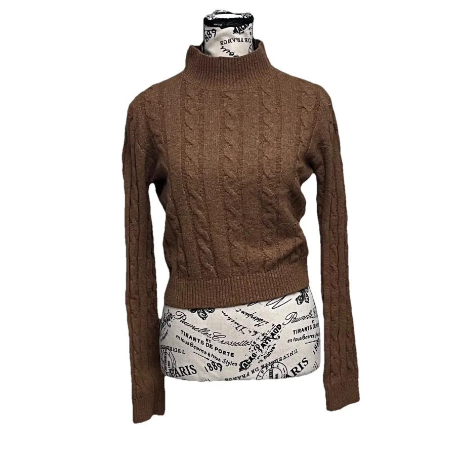 Hippie Rose Women’s Open Back Cable Knit Sweater Size XS Brown Fisherman Angler - Image 3