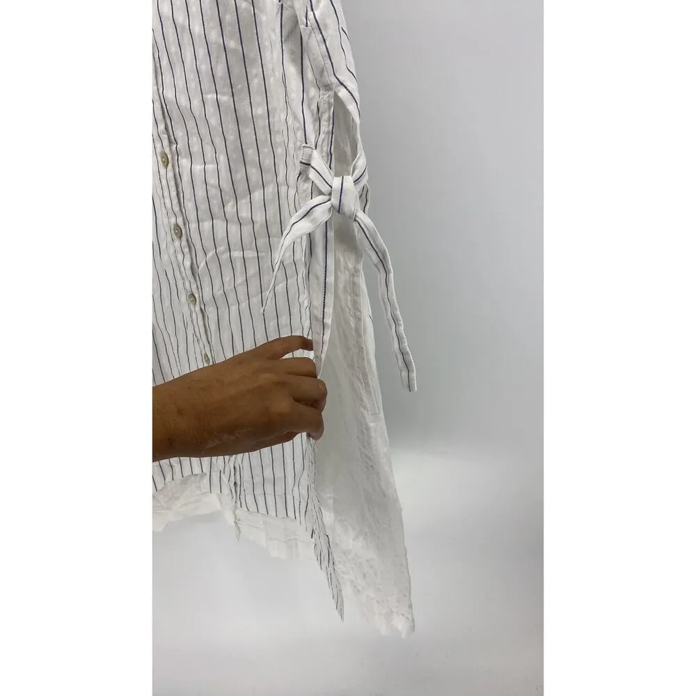 J.Jill linen lagenlook coastal chic tunic dress striped white black pinstriped Size XS - Image 9