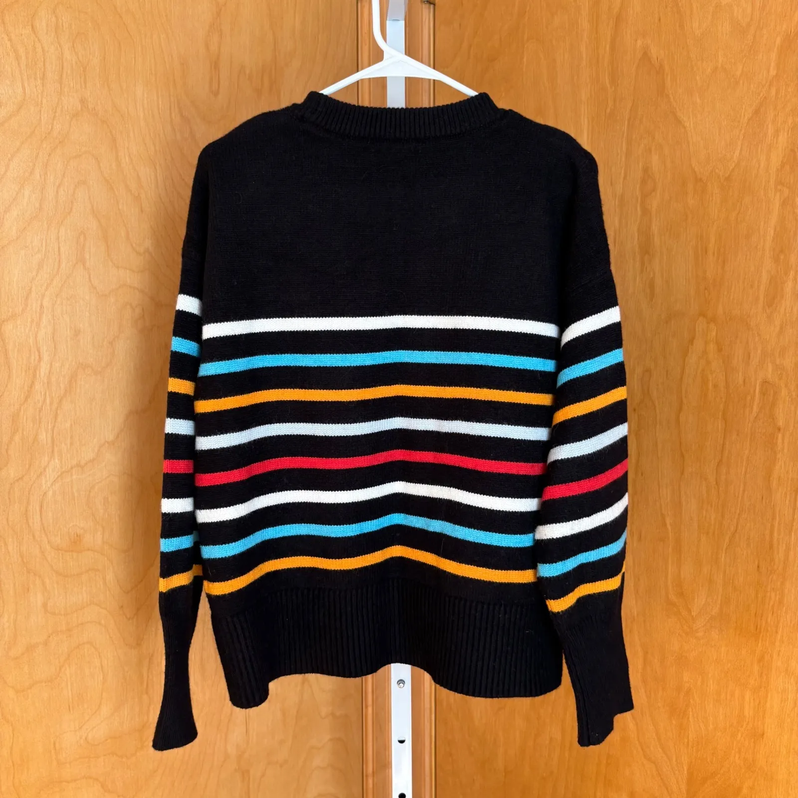 Philosophy Striped Crew Neck Sweater Black White Blue Red Orange XL - Image 2
