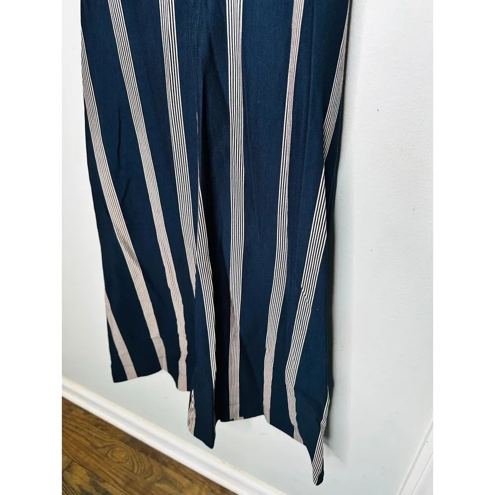 TANYA TAYLOR Dark Navy Blue Pinstripe A-Line Sleeveless Midi Dress Size Large - Image 13