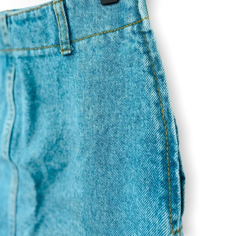 Bongo Vintage Women's Blue Denim Straight & Pencil Mini Skirt Sone Acid Wash - Image 6