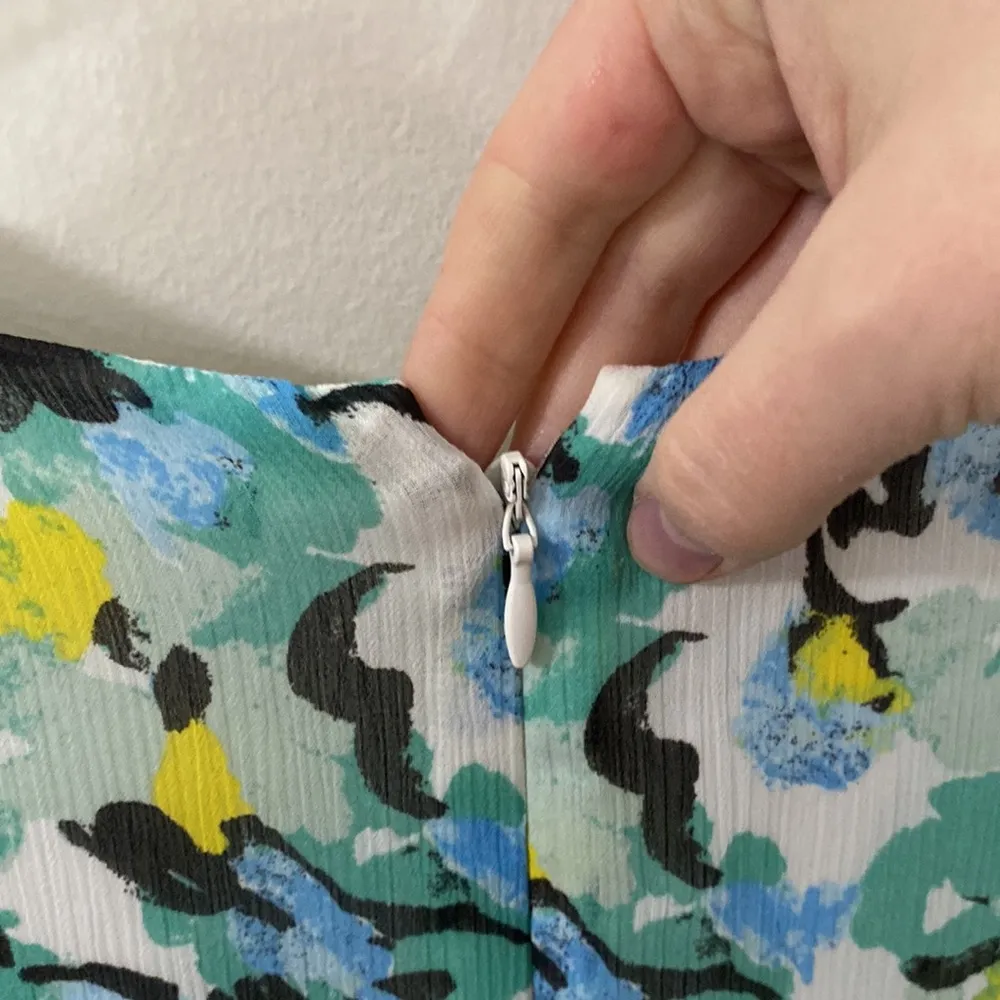 Ann Taylor Factory crinkle chiffon floral tiered ruffled keyhole neck dress 10p Green - Image 11