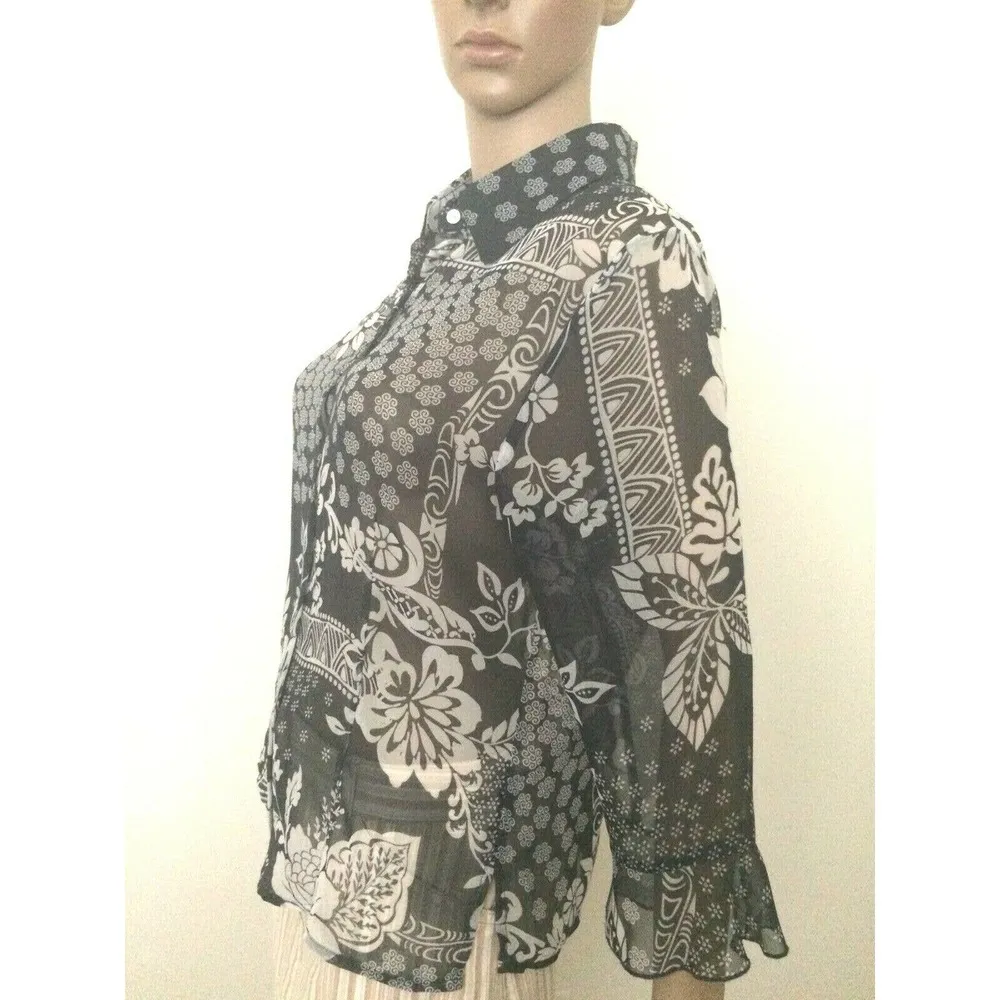 Women’s Nicola Semi Sheer Shirt Buttoned Down Sz 8 - Image 5