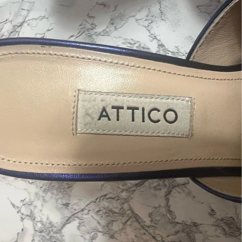Attico leather metallic blue purple heeled mules Sz 38 - Image 6