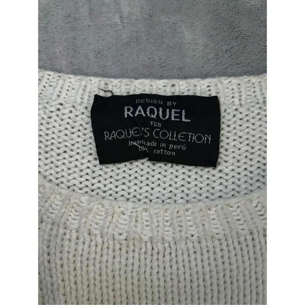 VINTAGE Crochet Short Sleeve Knit 3D Sweater Yellow - Image 8