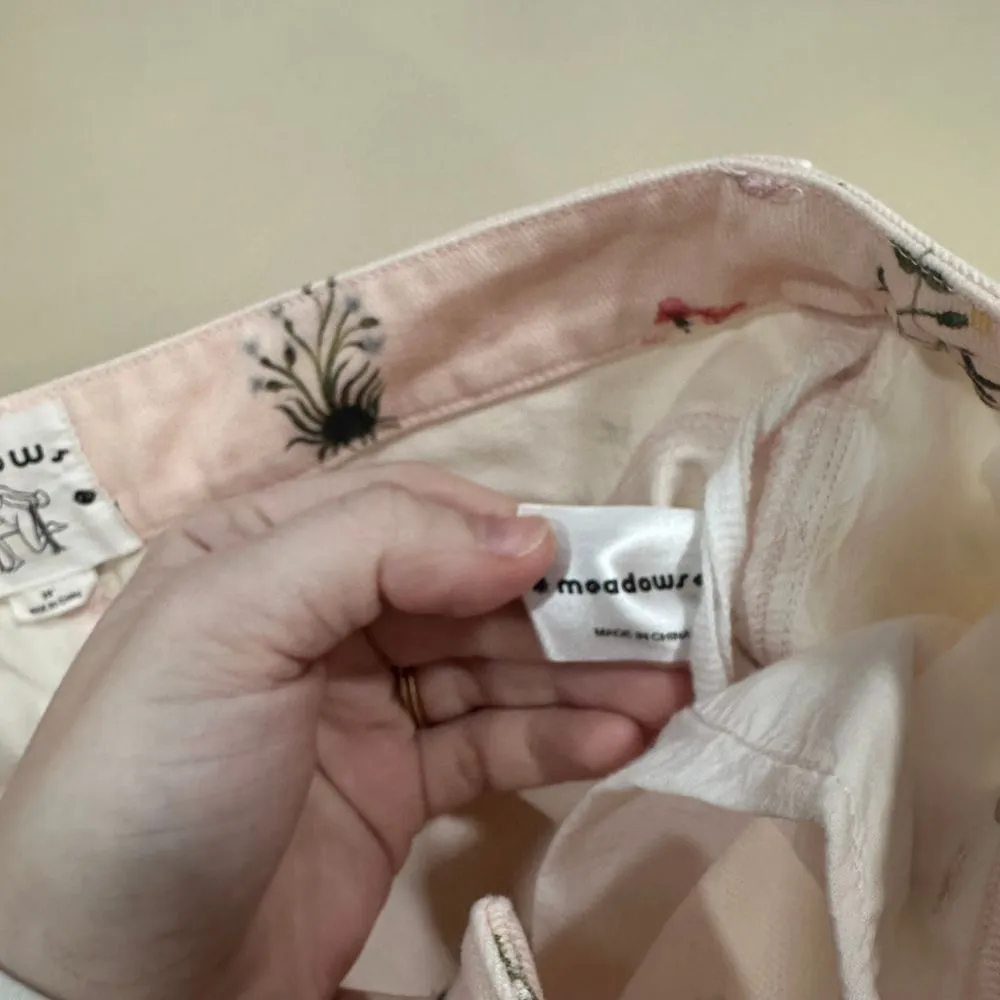 Meadows Womens Jeans 29 Pink Floral‎ Wide Leg Whimsical Denim Loose Pants - Image 5