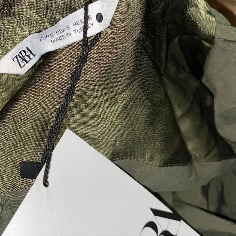 ZARA SATIN EFFECT VERSATILE A-LINE OLIVE GREEN MAXI DRESS(SIZE SMALL) - Image 5