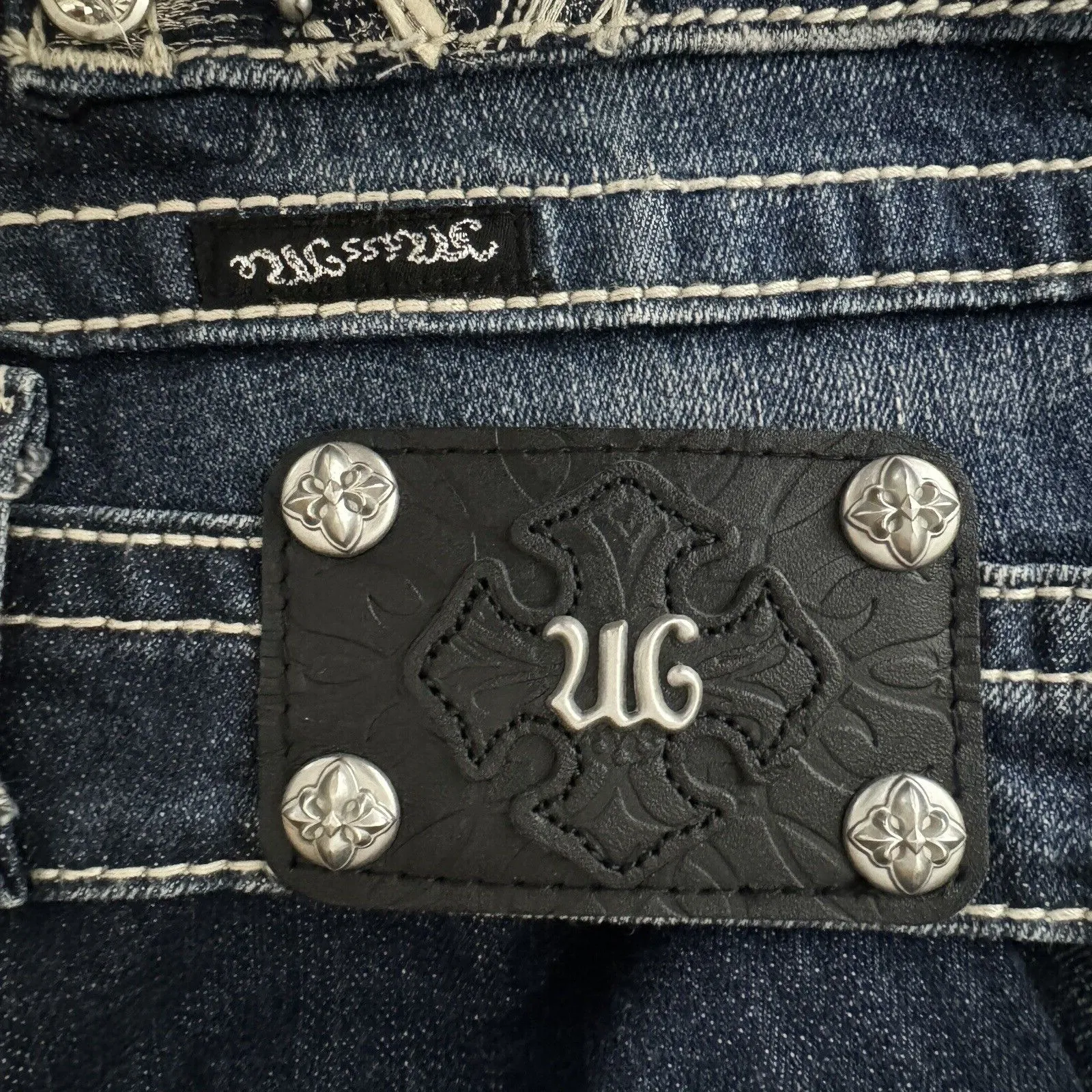 Miss Me Jeans Womens 2 26" Blue Easy Cropped JE5769EC2 Dark Wash‎ Fading Casual - Image 5