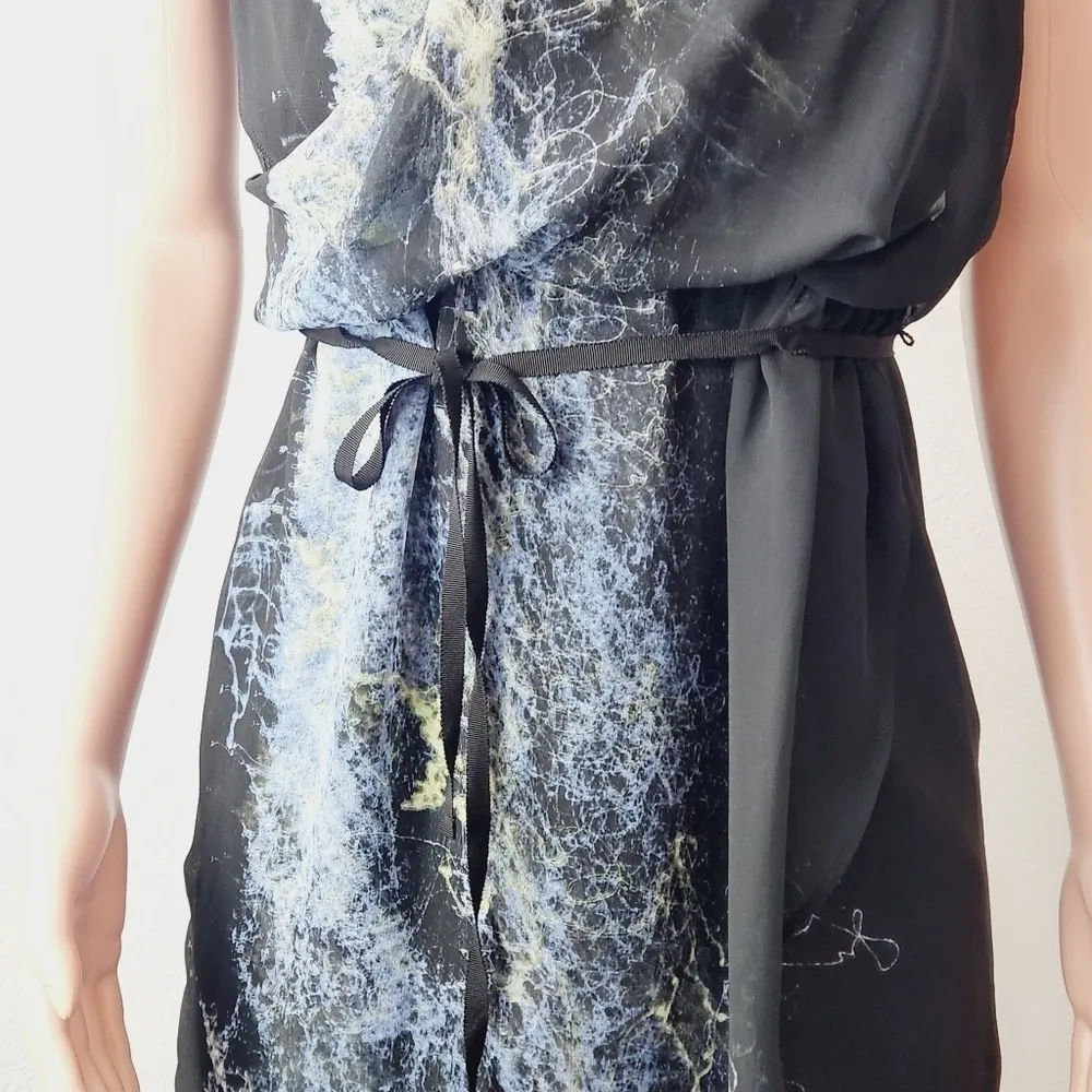 SIMPLY Vera Vera Wang Black Mock Wrap Party Dress W/ Uneven Hem Size: X-Small - Image 3