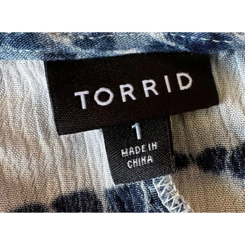 Torrid Blue Tie Dye Gauze Cold Shoulder Wrap Midi Dress 1X  Swimsuit Cov… - Image 12