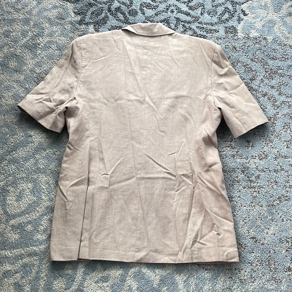 Ted Lapidus Vintage Embroidered Short Sleeve Blazer Tan 12 - Image 5