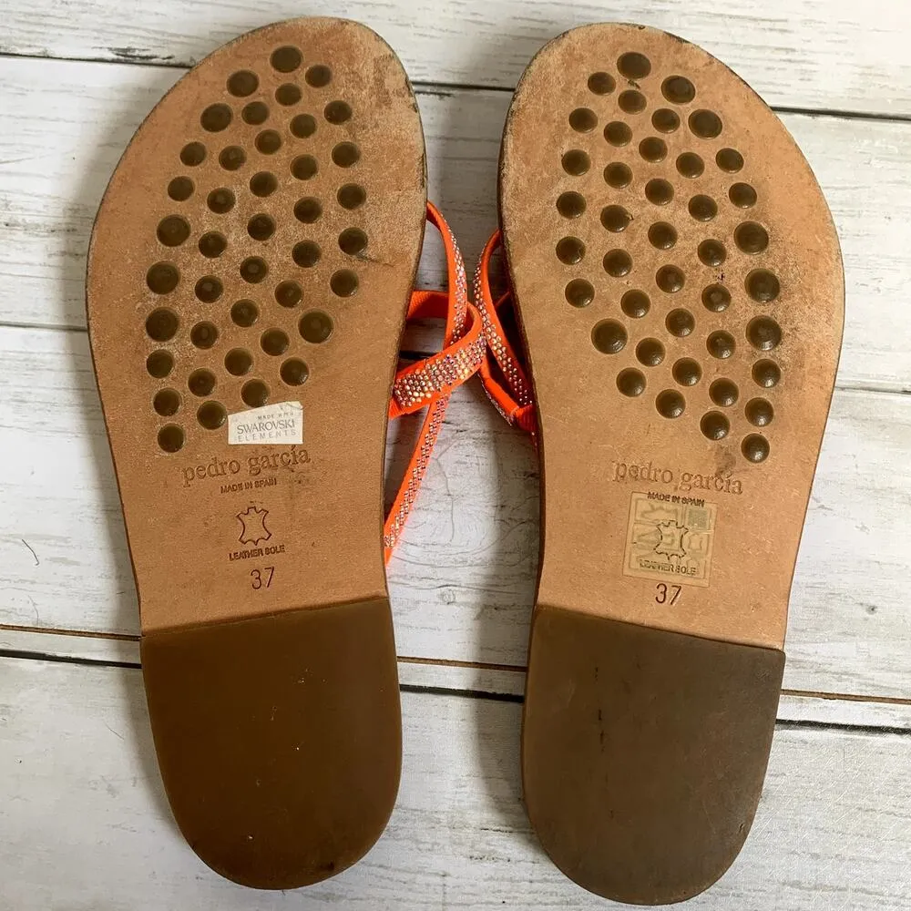 Pedro Garcia Swarvoski Crystal Sandals in Bright Orange Size 6.5 - Image 3