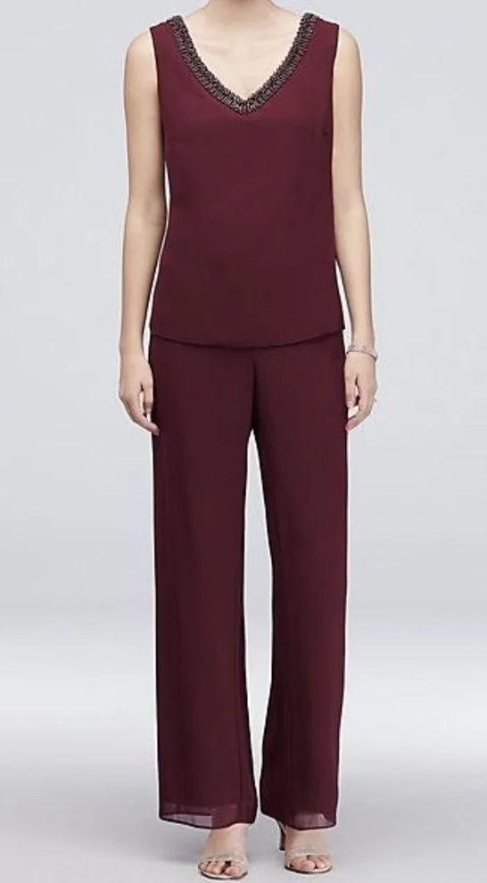 LE BOS Women’s georgette pantsuit with beaded neck style 27821 DARK NAVY 16W - Image 13