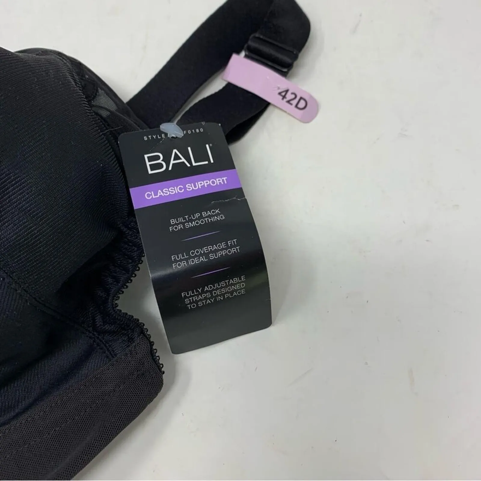 Bali 0180 Midnight Black Classic Support Bra NWT Size 42D - Image 2