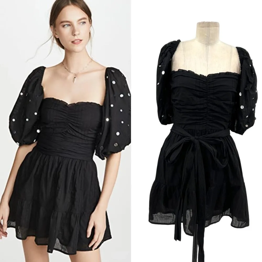 SUNDRESS Alana‎ Dress Black Mini Puff Sleeve Mirrored Size XS/Small - Image 2