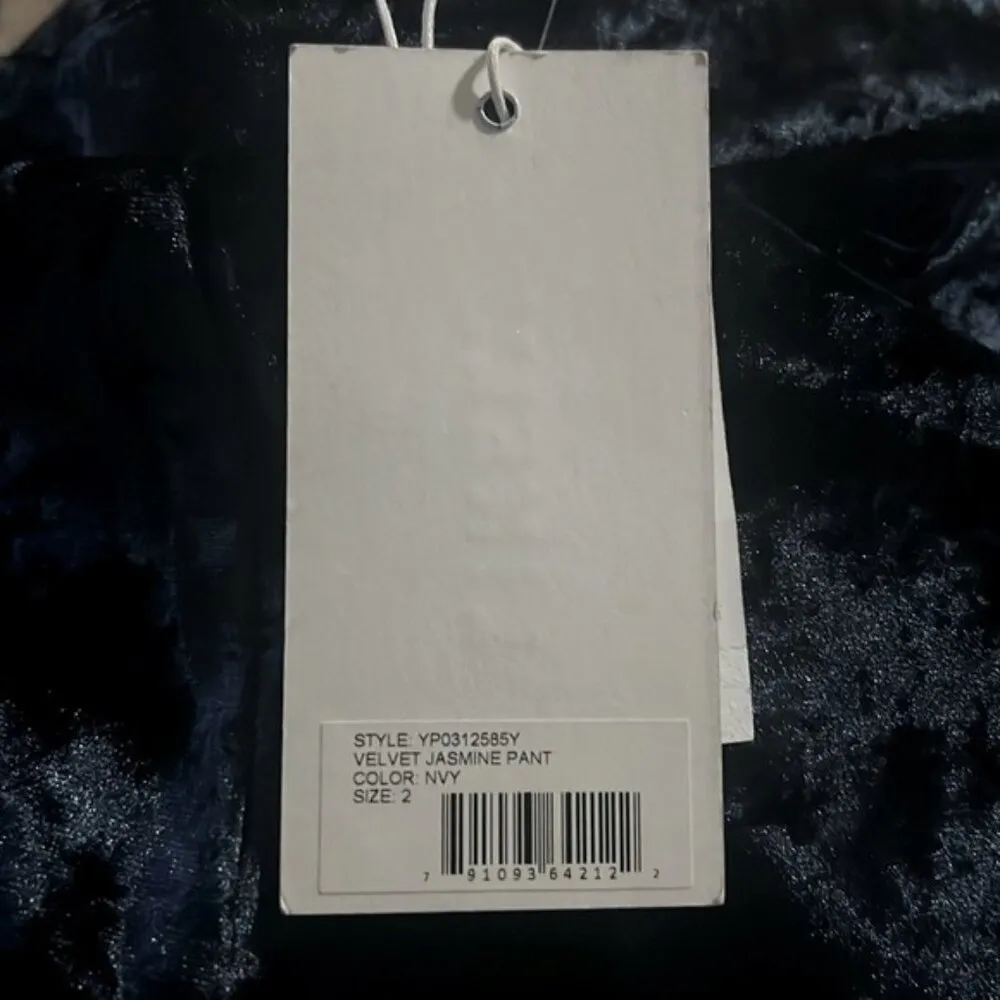 LIKELY Jasmine Crushed Velvet Wide Leg Pants in Navy, Size 2 NEW w/Tag - Image 3