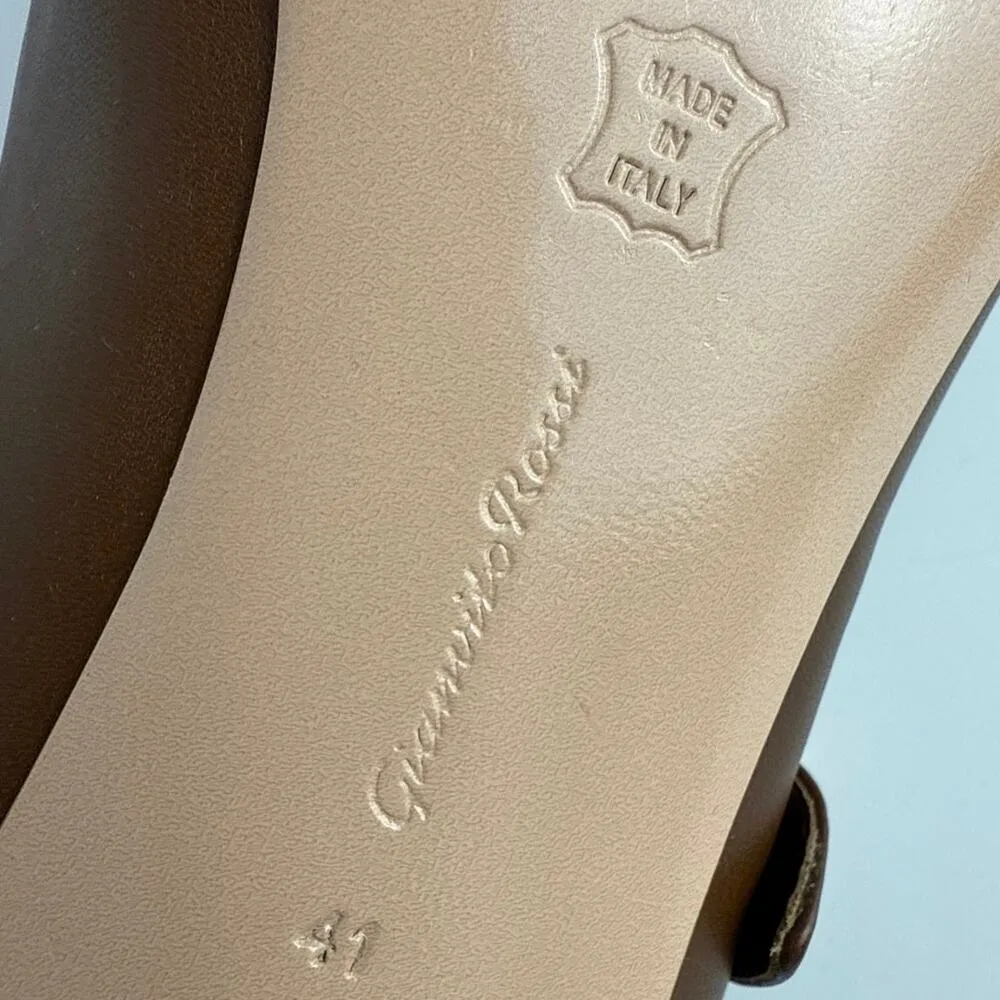 Gianvito Rossi Clash 55 Brown Leather Pointed Toe Buckle Slip On Heels Pumps 11 - Image 6