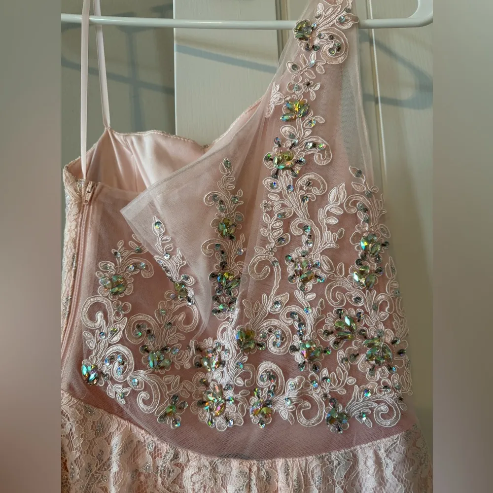 NWOT Sequin Hearts Juniors Women’s Size 3 Pink Silver Dress Mesh Rhinestone Back - Image 5