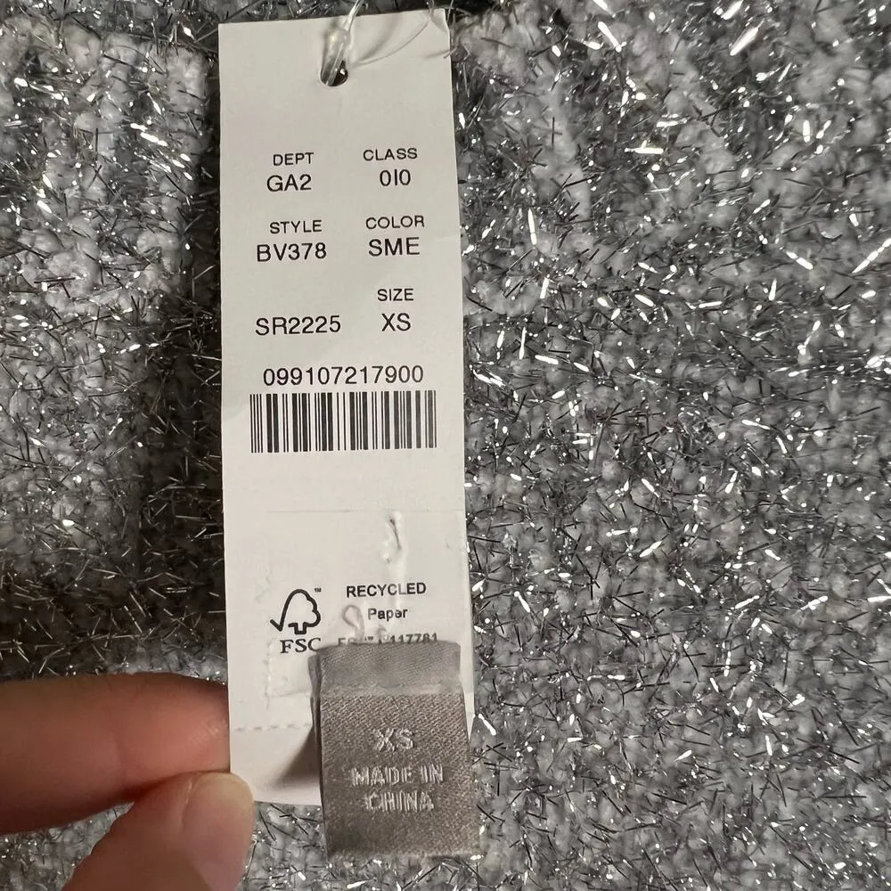 J.Crew Gray Metallic Silver Oversized Brushed Yarn Crewneck Sweater Size XS - Image 9