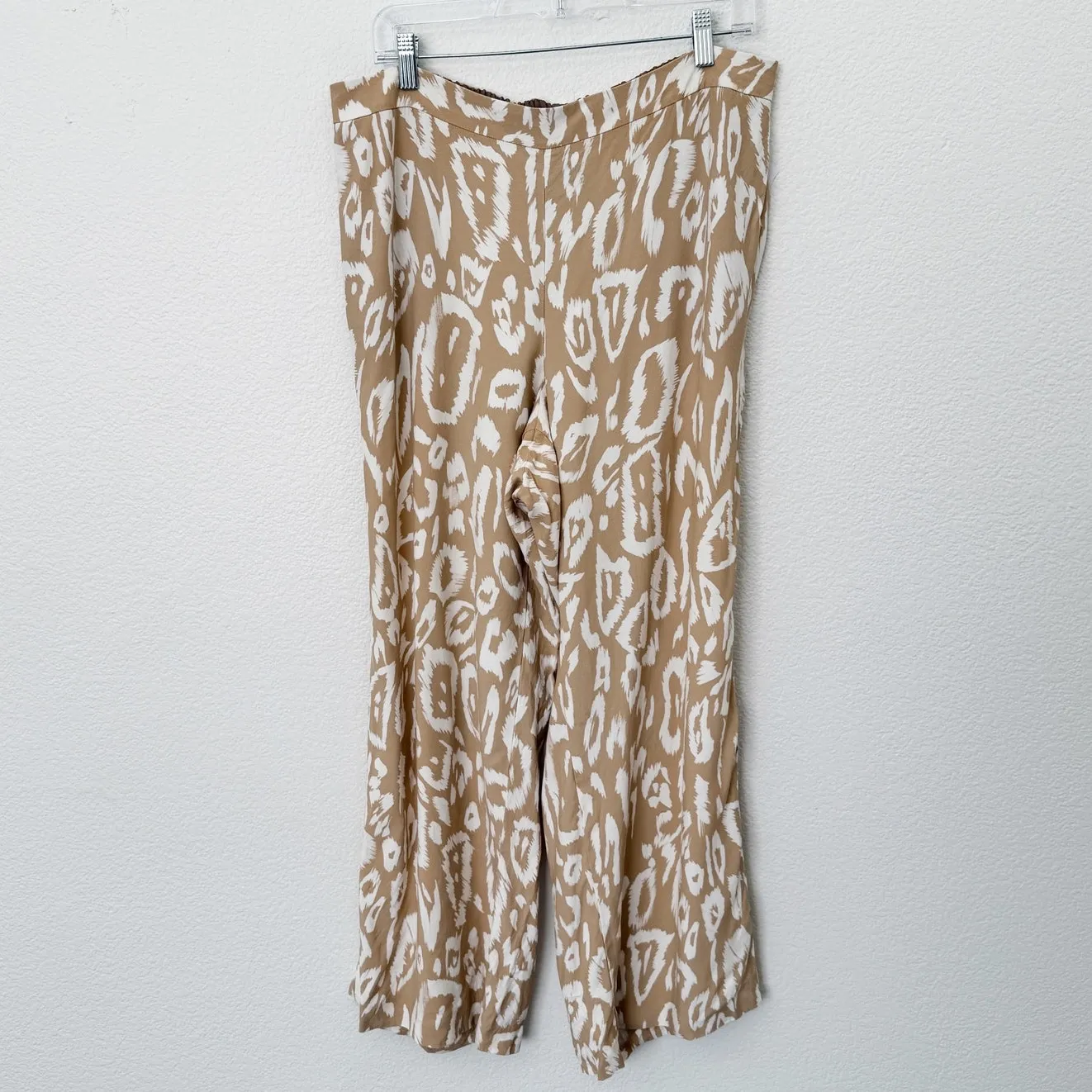 [Lafayette 148 New York] Camel Animal Print Tan Riverside Wide Leg Pants Size XL - Image 2