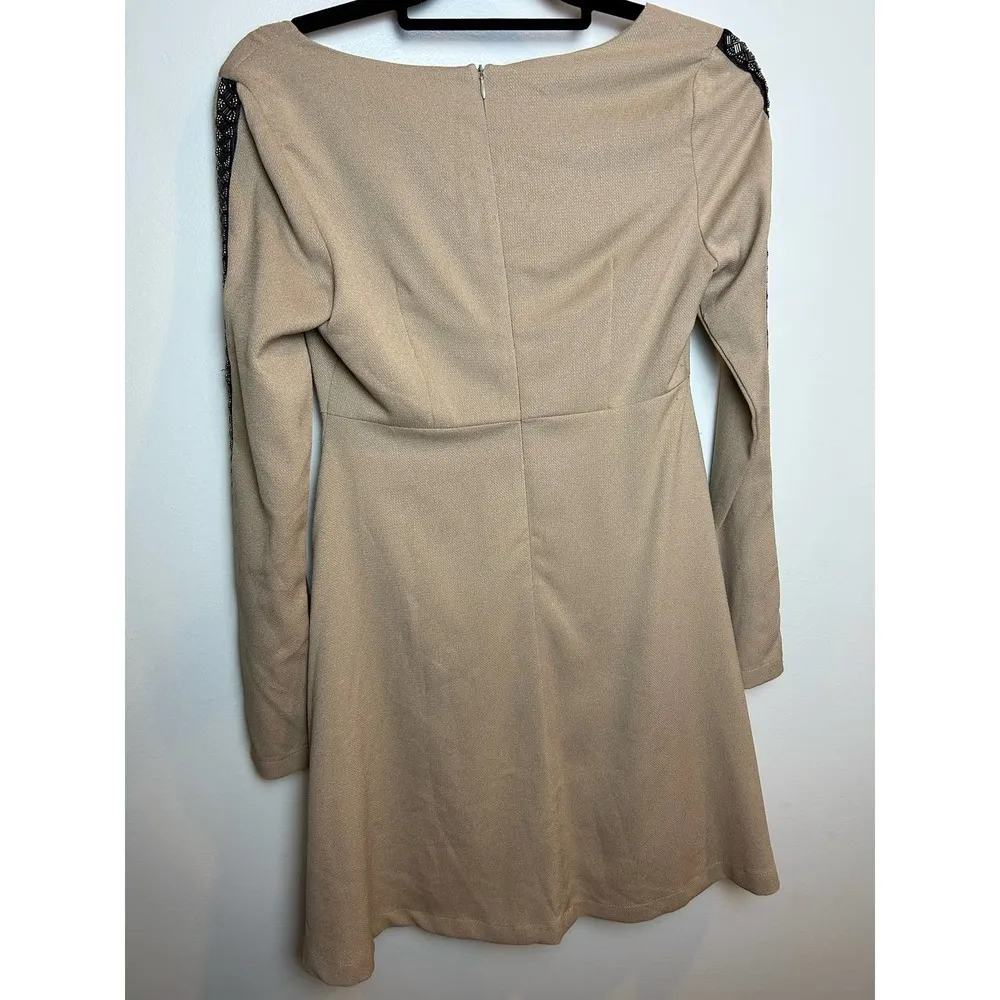 Love Riche Tan A Line Dress Size Small Neutral Preppy Skater Dress - Image 8