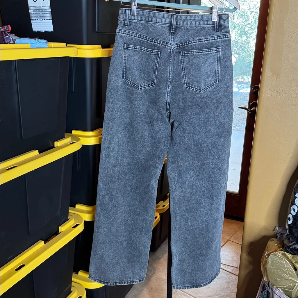 SHEIN EZwear High Waist Cartoon Graphic Wide Leg Jean Gray Size 6 - Image 10