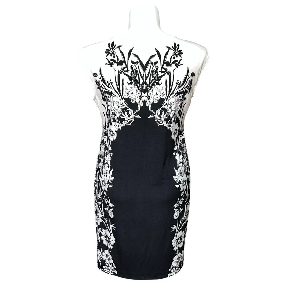 Apt 9 Womens Sheath Dress Floral Print Black White Pullover Capped Sleeve XL - Image 5