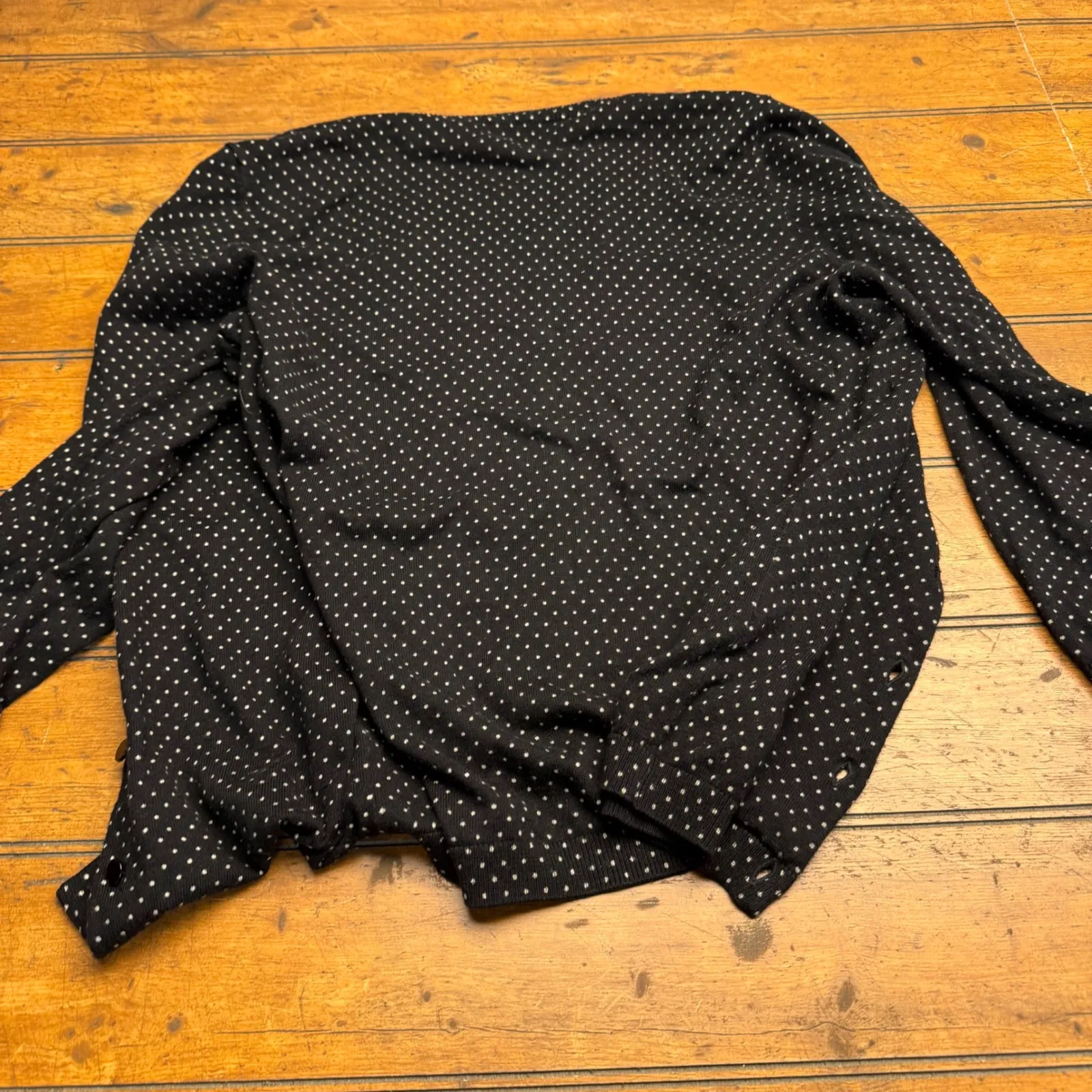 Talbots Black White Polka Dot Button Front Cardigan Sweater Womens Small - Image 6