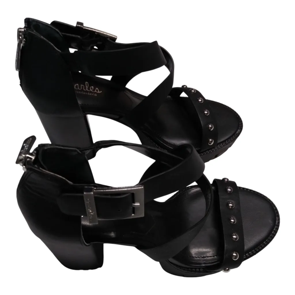 Charles by Charles David Vanden Studded Heeled Sandals Moto Size 8 - Image 2