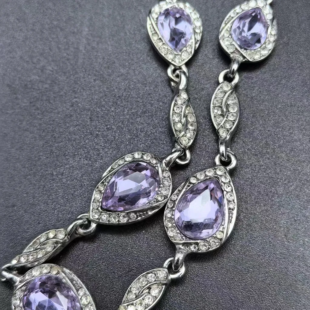 Givenchy Pave & Pear-Shape Crystal Flex Bracelet Silver and Purple Bracelet - Image 5