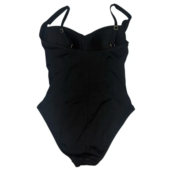 LA BLANCA‎ CORE SOLIDS SWEETHEART ONE PIECE SWIMSUIT BANDEAU BLACK SZ S 4 $119 - Image 4
