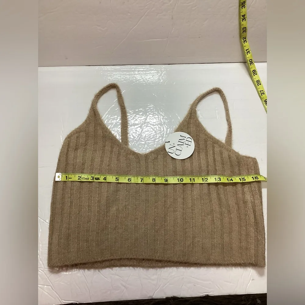 Paper Moon Tan Ribbed Knit Women's Top Size Large - Image 8