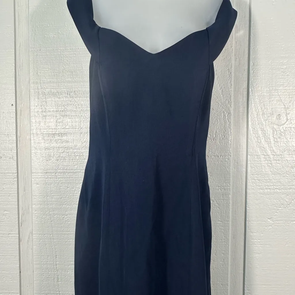 Dressy Collection By Vivian Diamond Navy Blue Off the Shoulder Dress Sz … - Image 6