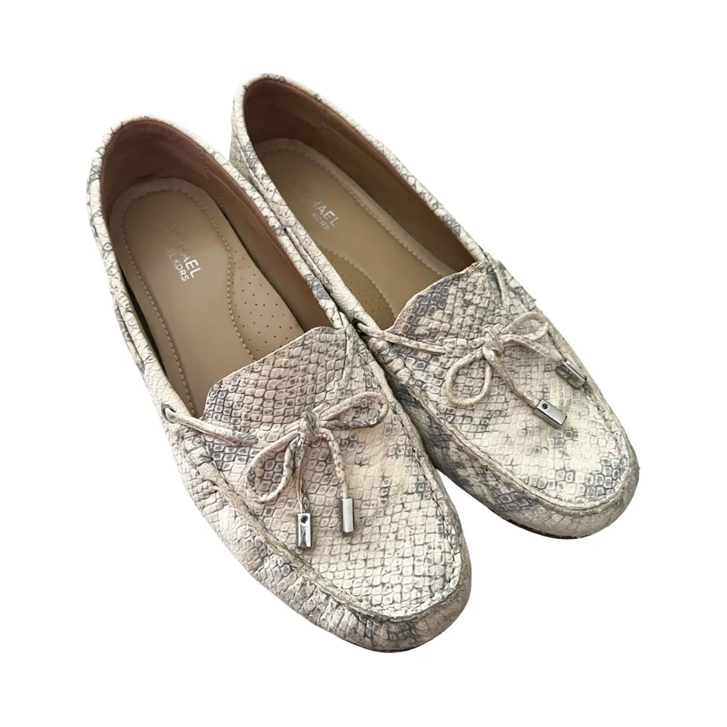 MICHAEL KORS Women's Sutton Moc Loafers Shoes Python Leather Natural Size 8.5 - Image 5