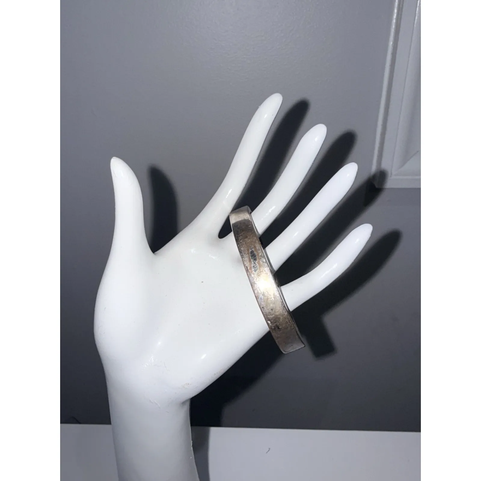 Vintage Givenchy Signed Silver Tone & CZ Hinged Bangle Bracelet 7" - Image 2