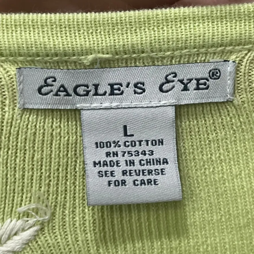 Eagles Eye Womens Sweater Large Cotton Vintage Daisy Flower Embroider Cottage Green - Image 6