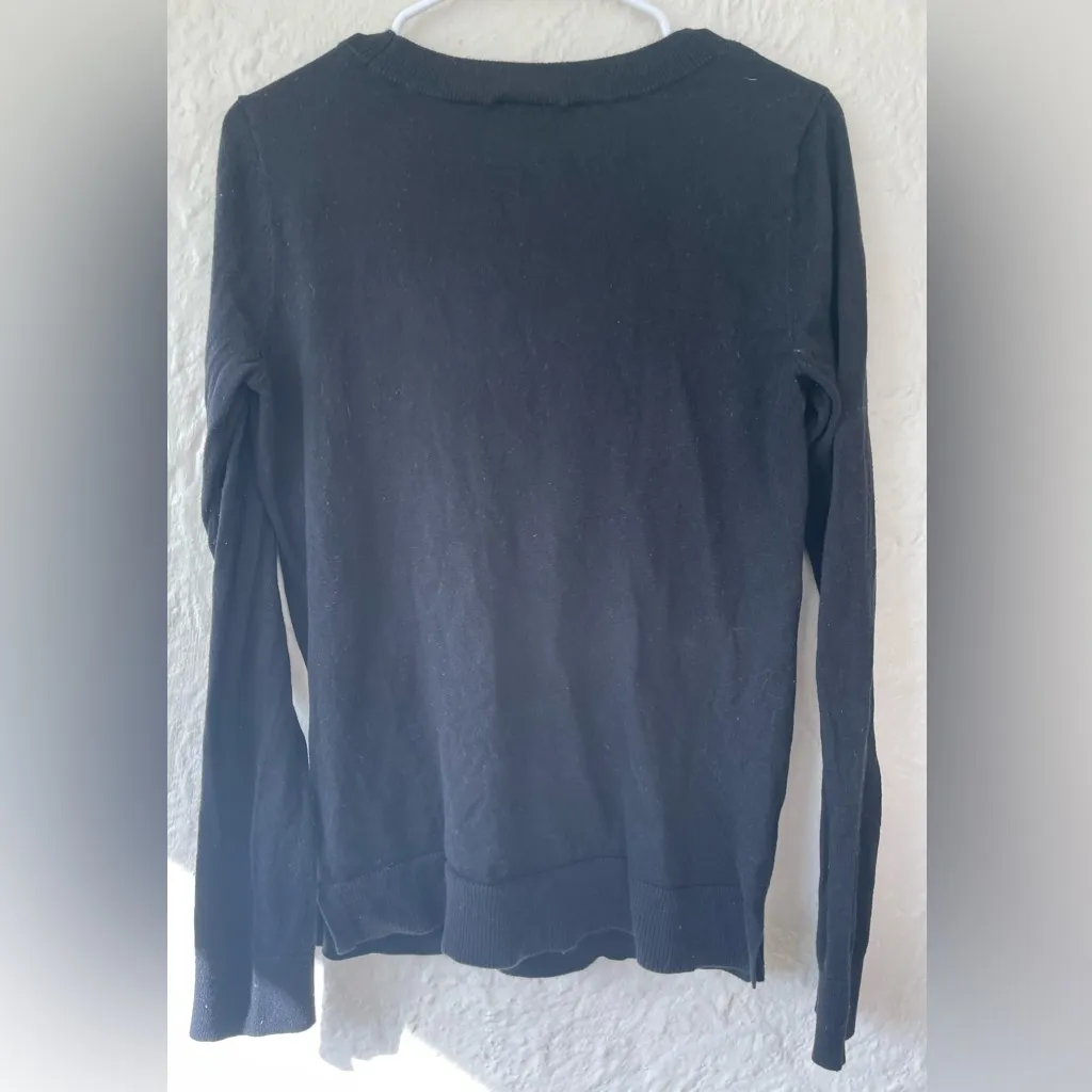 The Loft black / orange crewneck pullover sweater, tiger detail, split hem; M - Image 4