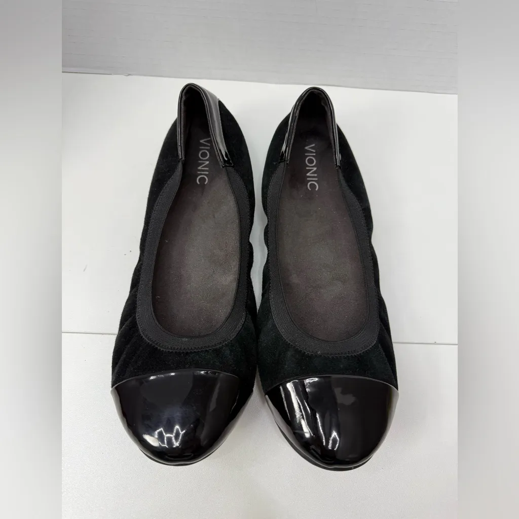Vionic Black Patent Toe Ballet Flats size 11 - Image 8