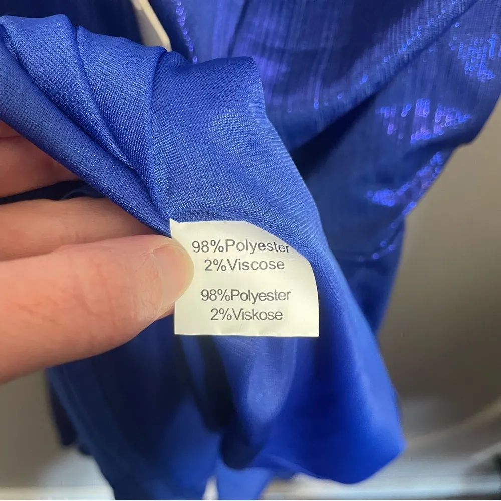 Jasambac blue shine shoulder strap dress NWT Size large - Image 9