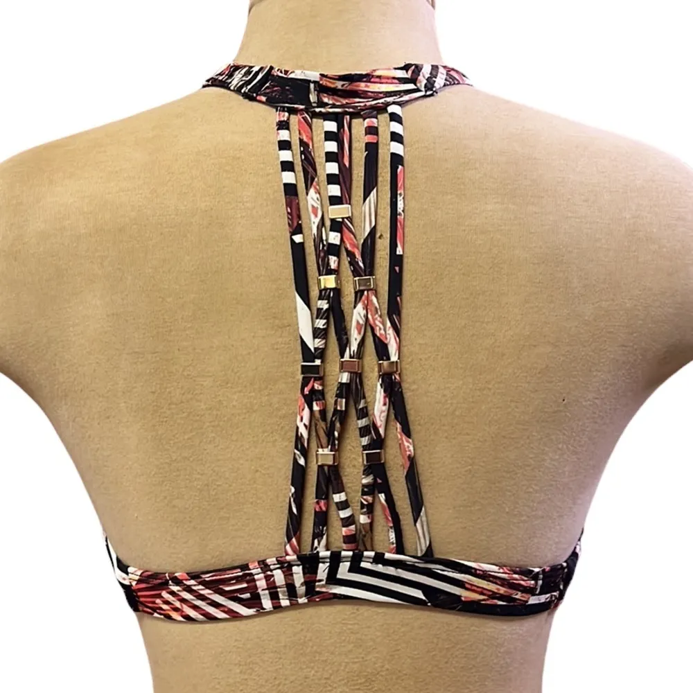 Express Bikini Top Swim Black Abstract Geometric Swimsuit XS New - Image 3