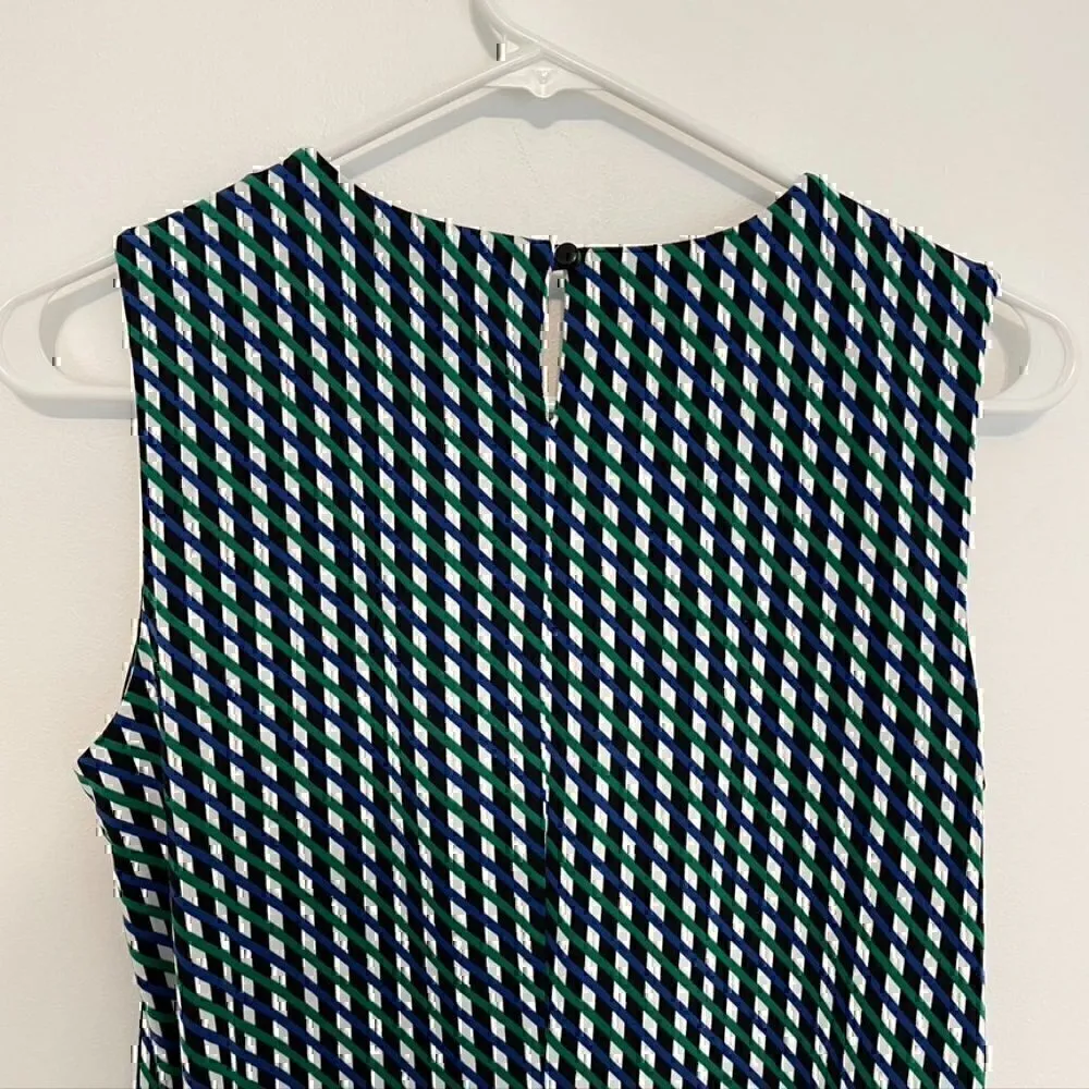 CALVIN KLEIN Green Blue Black Geo Stripe Sleeveless Shell Blouse PETITE PM MP - Image 8