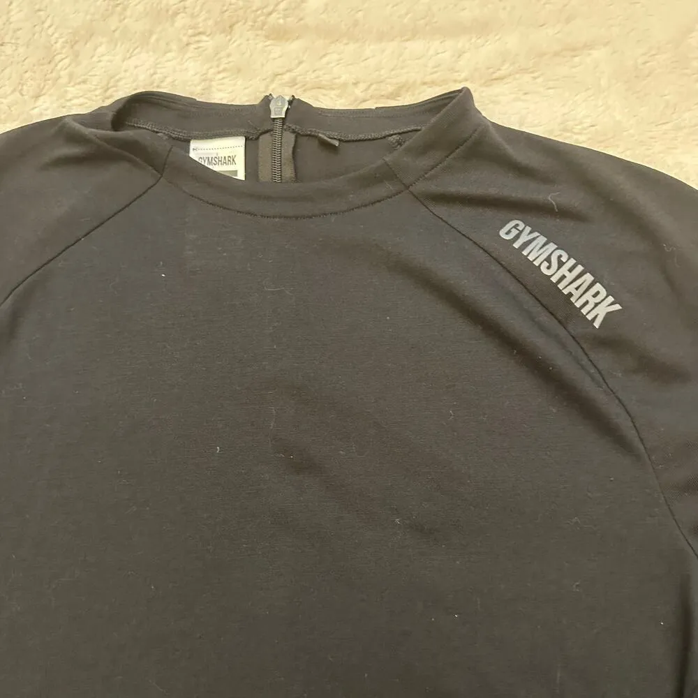 Black GymShark Long Sleeve Active Top sz L elbow holes - Image 6