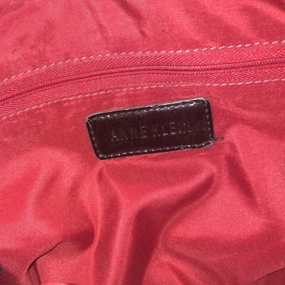 Anne Klein Black Patent Leather Classic Handbag Shoulder Bag Satchel - Image 15