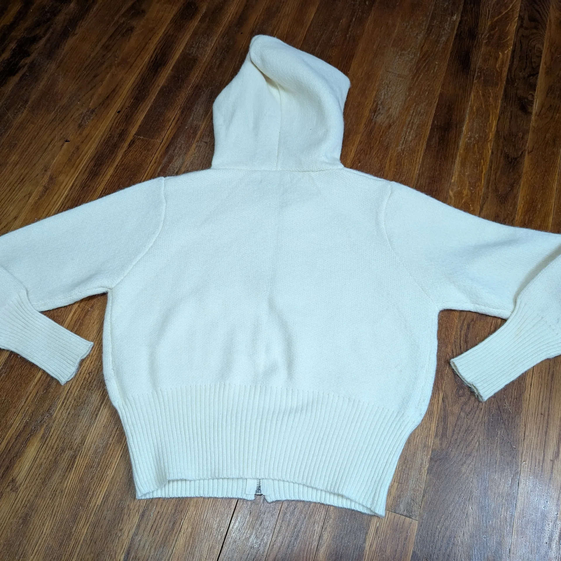 LUCCA Sweater Women's Medium Ivory Cable Knit Cardigan - Image 2