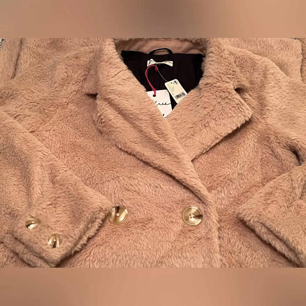 Women’s Cuff It Faux Fur Teddy Long Coat Size L, Dusty Pink, NWT - Image 10