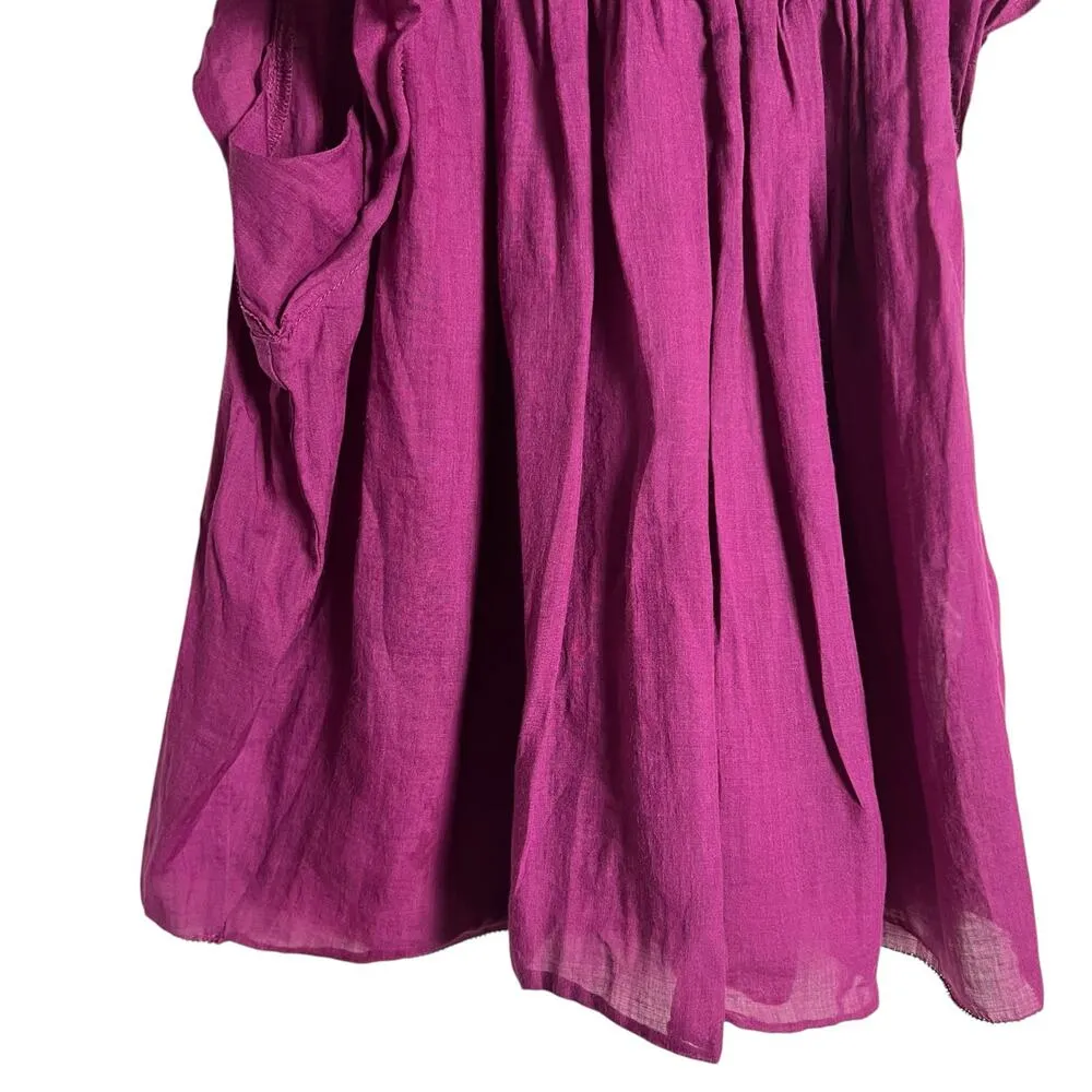 Sea New York Geneva Fuchsia Pink Smocked Short Sleeve Top Size Small Purple - Image 7