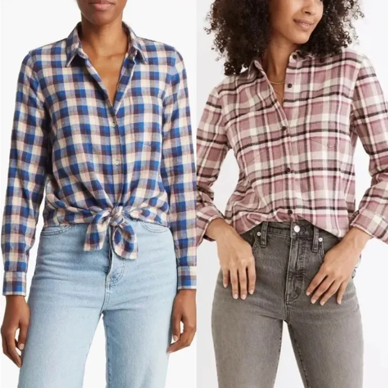 Madewell Womens Bundle Lot (2) Western Cowgirl‎ Plaid Long Sleeve Shirts Size XS - Image 2